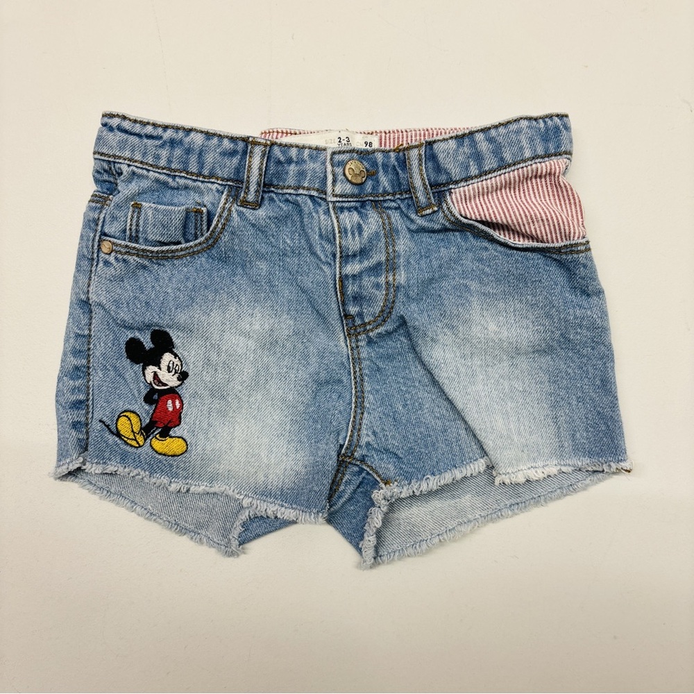 Zara Mickey Mouse Denim Shorts